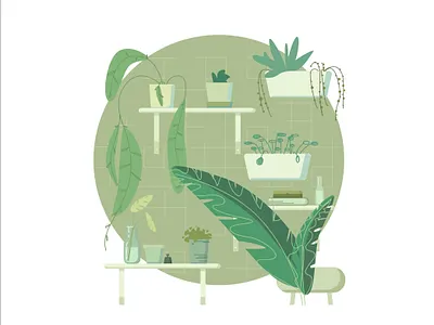 Plants design flat flowers green green color illustration monochrome plants vector