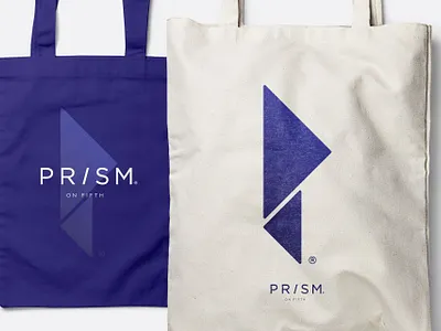 Prism bag branding geometic identity purple