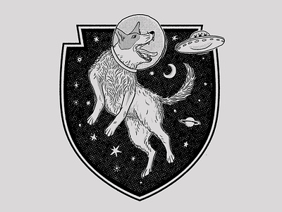 Space Heeler apparel design cosmic dogs drawing halftone hand drawn illustraion screen print t shirt design texture
