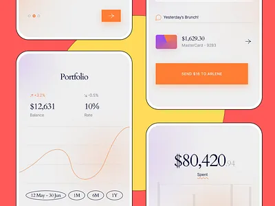 Mobile Interface Kit from thePenTool banking chart mobile mobile ui kit mockup portfolio stocks thepentool ui kit
