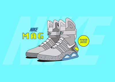 NIKE MAG ad art back to the future basketball branding future graphic design hollywood movie nike nike mag nike shoes power power laces prop shoes sports vector