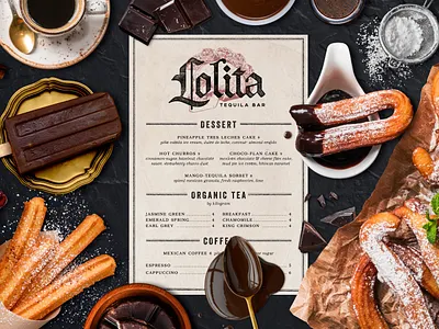 Lolita Cocina & Tequila Bar Dessert Menu branding creative agency logo menu design restaurant branding