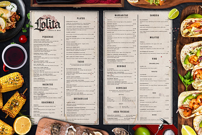 Lolita Cocina & Tequila Bar Dinner Menu branding creative agency logo menu design restaurant branding