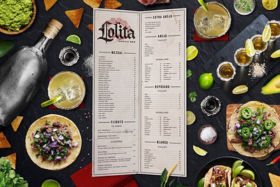 Lolita Cocina & Tequila Bar Tequila / Wine Menu branding creative agency logo menu design restaurant branding