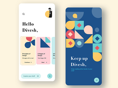 My Book Shelf app book book cover books cards dailyui dailyuichallenge design geometrical icon illustration mobile patterns reading shapes shelf type ui ux website