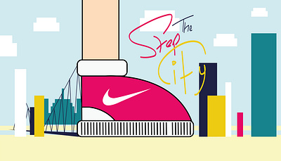 Step The City branding campaign design city illustration art illustrator nike nike shoes shoes