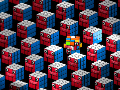 Rubo de Kubrick 3d 3d art arnold render c4d character design design illustration rubiks