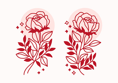 Vintage Hand Drawn Rose Lineart Illustration botanical digital drawing floral flower flower illustration greenery hand drawn illustration nature plants rose