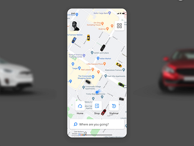 RideShare - Car Pooling APP animation car car pooling design designer destination icon maps micro interaction mobile app mobile ui navigation taxi app tesla ui ui design ux ux design