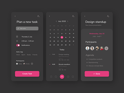 DayDiary - Calendar app android black calendar calendar app calendar ui clean dark deadline ios minimal organizer picker pink planner planning shedule ui