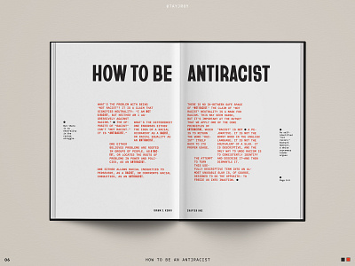 Spread Study 06 antiracist book book design design editorial editorial design grid interior layout layout design print simple type typography