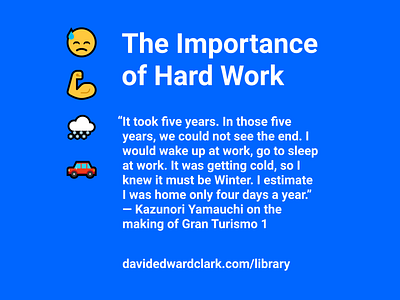 On the Making of GT1 blue clean emoji flat game development hard work minimal typoraphy