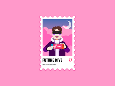 Self-Portrait: FUTURE DIVE future futurewave illustration self portrait stamp ui uiux vaporwave videogame vr