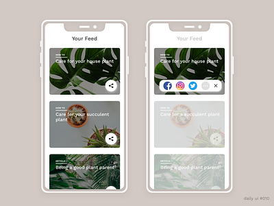 DailyUI #010 - Social Share dailyui dailyui 010 mobile app design plants