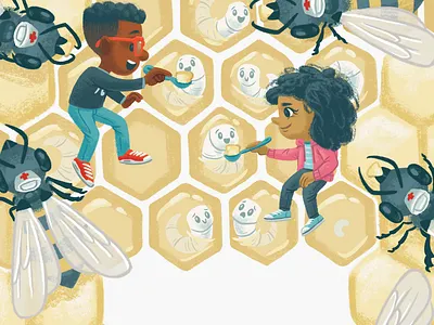 Making honey children honey honey bee honeybee illustration kidlit kidlitart kids picture book