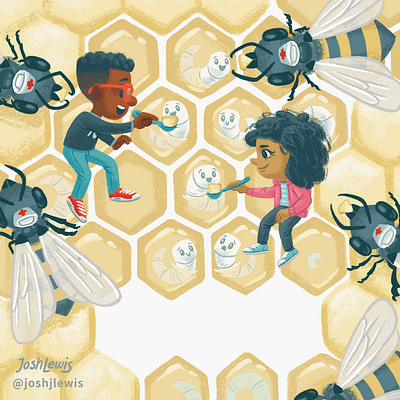 Making honey children honey honey bee honeybee illustration kidlit kidlitart kids picture book