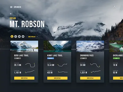 Explore BC Concept after effects animation clean dark design hiking landing page minimal nature photography travel ui ux web design