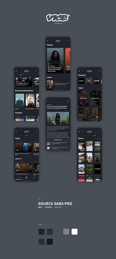 VICE app redesign app app redesign dark mode design ios neumorphism ui ux vice