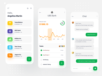 Projects Management App app app design chat design messaging project managment statistics tasks