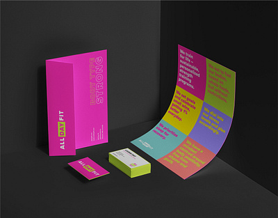 All Day Fit Branding branding bright color design identity logo pink stationary