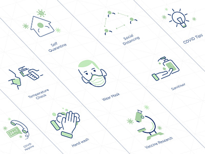 COVID Icon design 2d 2dart corona coronavirus covid19 facemask handwash icon design iconography illustration isometric design isometric icons isometric illustration microscope sanatizer socialdistancing