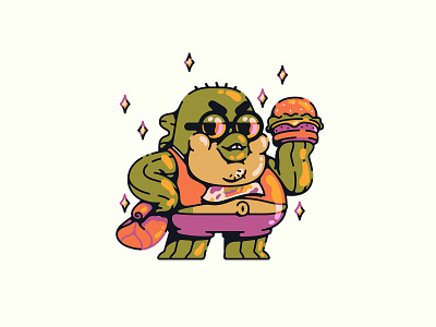 bubble bass bass bubble burger illustration nickelodeon pickles spongebob vector