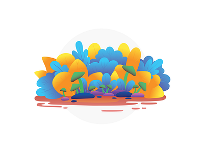 Colourful Bushes blockfive bushes colourful colours crops design designer figma graphic illustration illustrator landscape leaf leaves mushrooms photoshop plants trees vector