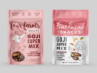 logo and package design for nut mix - variations2 dog drawing farm illustration logo mix nut package pouch