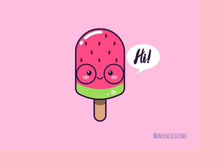 Watermelon Sugar Hi adorable art cartoons character cute design food foodie funny geek graphic humor ice cream illustration kawaii puns sugar summer sweet watermelon