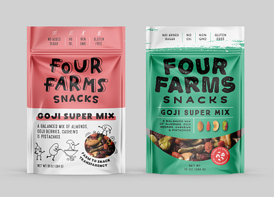 logo and package design for nut mix - variations3 dog drawing farm goji illustration logo mix nuts organic pouch