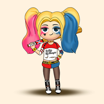 Harley Quin Character Design Cute Chibi character characterdesign chibi cute cute art harley quinn