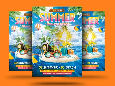 Summer Beach Party beach beach flyer beach holiday beach party club flyer island nightclub party party flyer poster psd sea sky summer summer car summer event summer holiday summer party summer poster