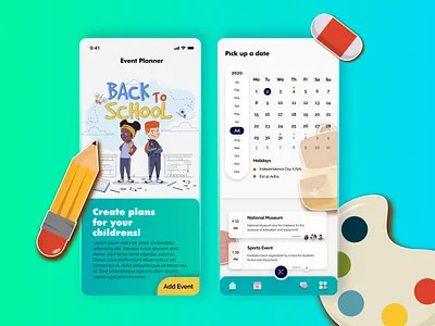 Add Event UI for Children School App Day# 005 children app design event app event planner mobile ui school app ui uidesign uiux