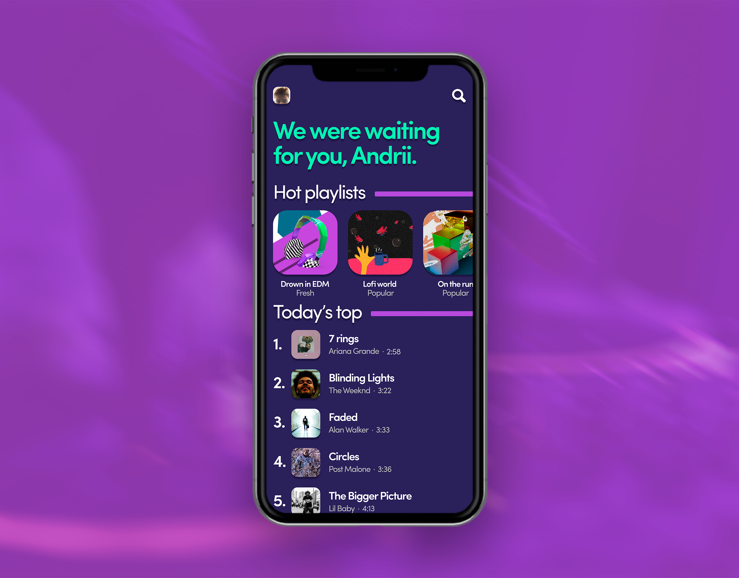 Example of Acid Volume - Music Player App Design