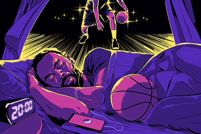 Sleep Studies alexander wells basketball digital editorial folioart illustration portrait sleep sport