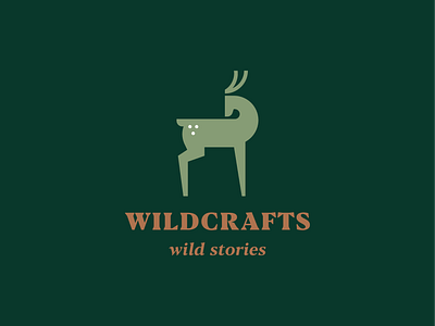 Wildcrafts abstract animal antler branding clever clothing deer elegant flat icon identity logo luxury mark minimal stag typface wild