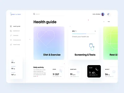 Health Guide - Web App arounda concept dashboard design drugs figma golden grid gradient icon illustration medicine notification palette pharmacy pills planner schedule ui ux