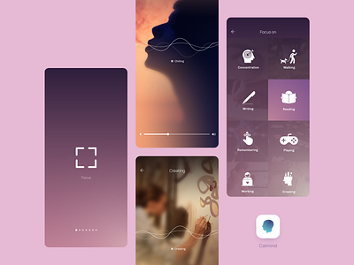 Calmind 2.0 branding design focus health ios app mental health minimalist mobile app mobile application mobile ui product productivity simple ui