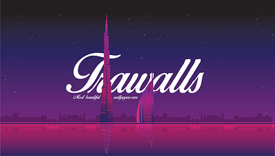 Illustration for a wallpaper app - Dubai adobe illustrator android branding design dubai gradient illustration ios night optimusdes pink typography vector wallpapers