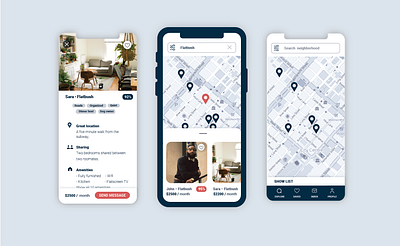 Roomates finder app app ui ux web