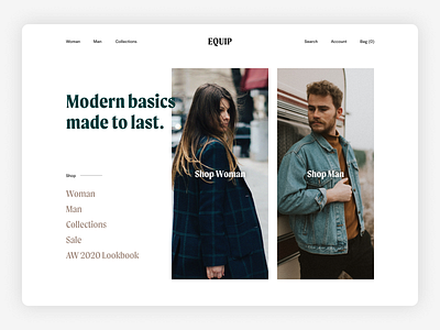 Equip Homepage branding clothing design ecommerce fashion figma logo minimal typography ui ui design web webdesign website