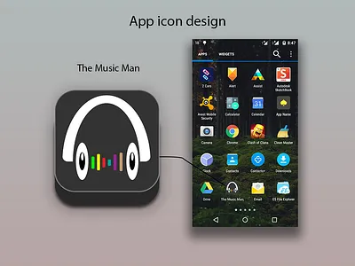 App Icon Design-The Music Man app app design appdesign design illustration ui uidesign uidesigner uiux web