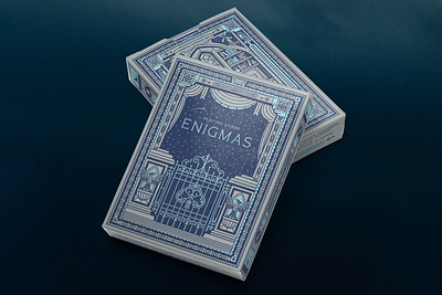 Enigmas books cards code gate key lighthouse owl playing cards shelf windmill