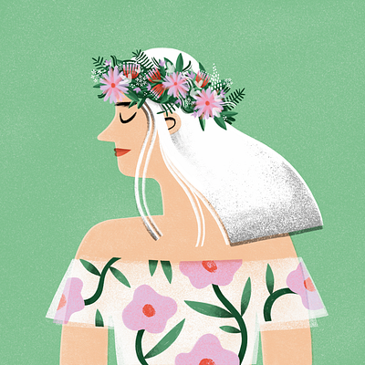Summer Girl flower girl flower wreath girl illustrated character illustration ipadart ipadproart midsummer nature procreate summer