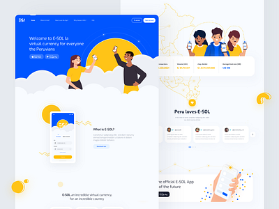 Landing Wallet E SOL crypto website exchange header illustration interface landing landing page landing wallet minimal money ui ux vector web webdesign website