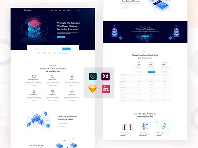 Hosting & Domain Landing Page adobe clean creative design domain footer hosting illustration illustrator invision minimal modern photoshop pricing psd sketch ui ux web hosting xd
