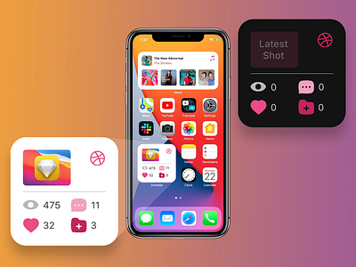 Dribbble 2x2 iOS 14/Big Sur Widget app apple widget big sur design dribbble dribbble widget flat graphic design home screen homescreen icon ios 14 ios 14 widget minimal simple ui ux vector widget widgets