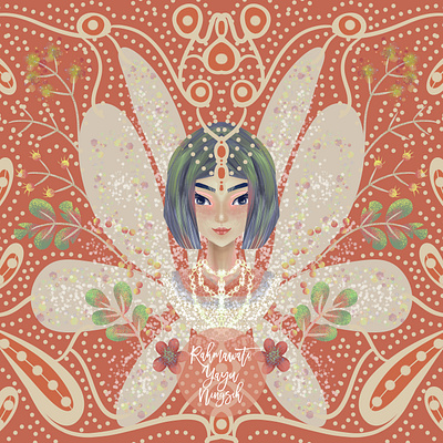 Fairy art artwork beautiful beauty coral cute designer digital art fairy fashion floral flower flowers girls illustration illustrator pattern peach pretty symetry