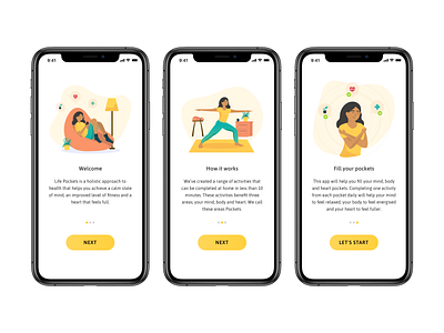 Life Pockets Onboarding Screens app design onboarding screens onboarding ui