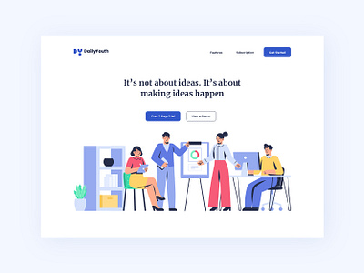 Landing Page 8 Using Hedvig Office Illustrations flat illustration landing page layout office team ui ux website work